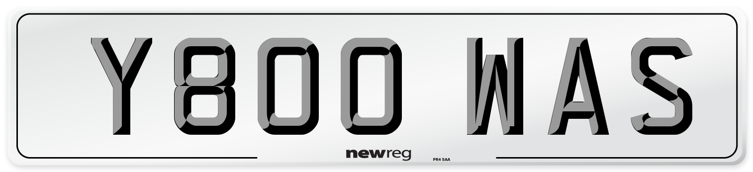 Y800 WAS Number Plate from New Reg